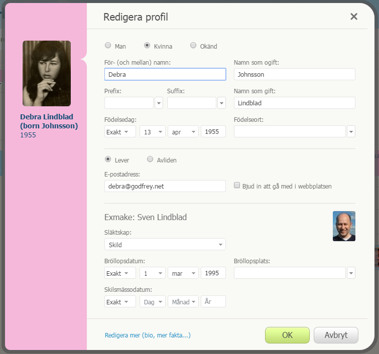 Siden ”Rediger profil” (klik for at zoome) Siden ”Rediger profil” (klik for at zoome)