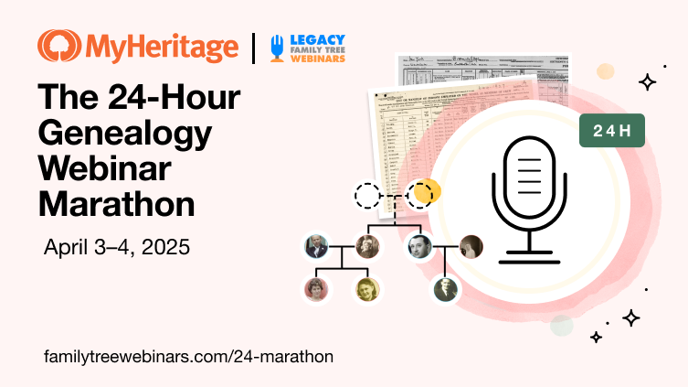 Deltag i det 6. årlige 24-timers webinar-maraton om slægtsforskning!