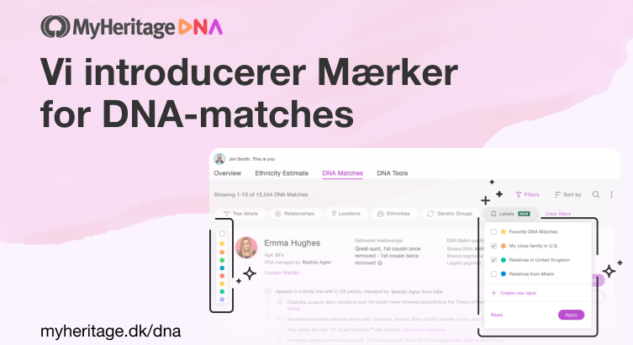Vi introducerer Mærker for DNA-matches på MyHeritage