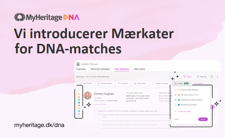 Vi introducerer Mærkater for DNA-matches på MyHeritage