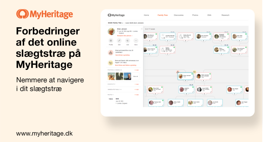 Forbedringer af det online slægtstræ på MyHeritage