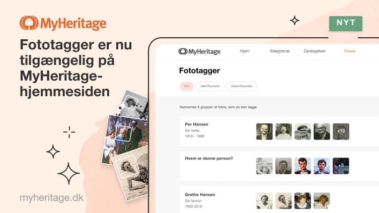 Fototagger er nu tilgængelig på MyHeritage-hjemmesiden