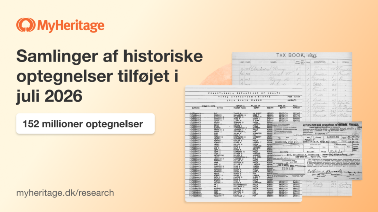 MyHeritage tilføjer 152 millioner historiske optegnelser i Juli