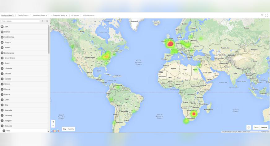 MyHeritage præsenterer FamilyMap™ — et interaktivt kort over din slægtshistorie