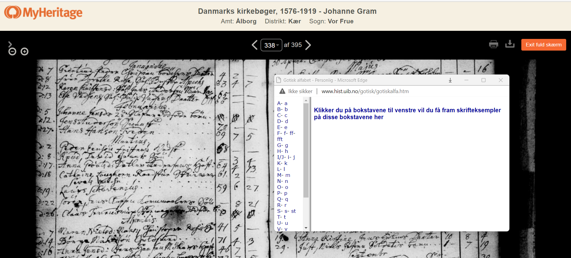 Kursus i gotisk med udgangspunkt i Danmarks kirkebøger, 1576-1919 på MyHeritage