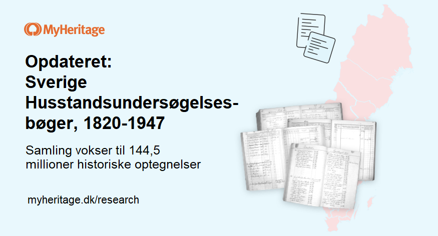 MyHeritage opdaterer samlingen Sverige Husstandsundersøgelsesbøger, 1840-1947